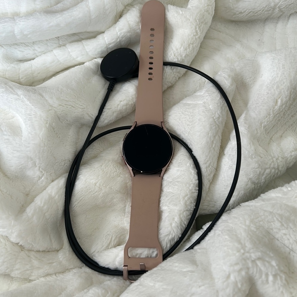 Rose gold Samsung watch.